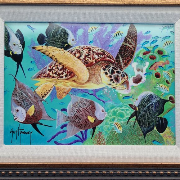 Guy Harvey Full House Framed Turtle Fish Dye Sublimation On Aluminum Registered - Picture 3 of 6